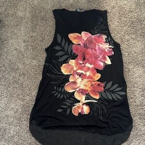 Floral Sleeveless Black Top